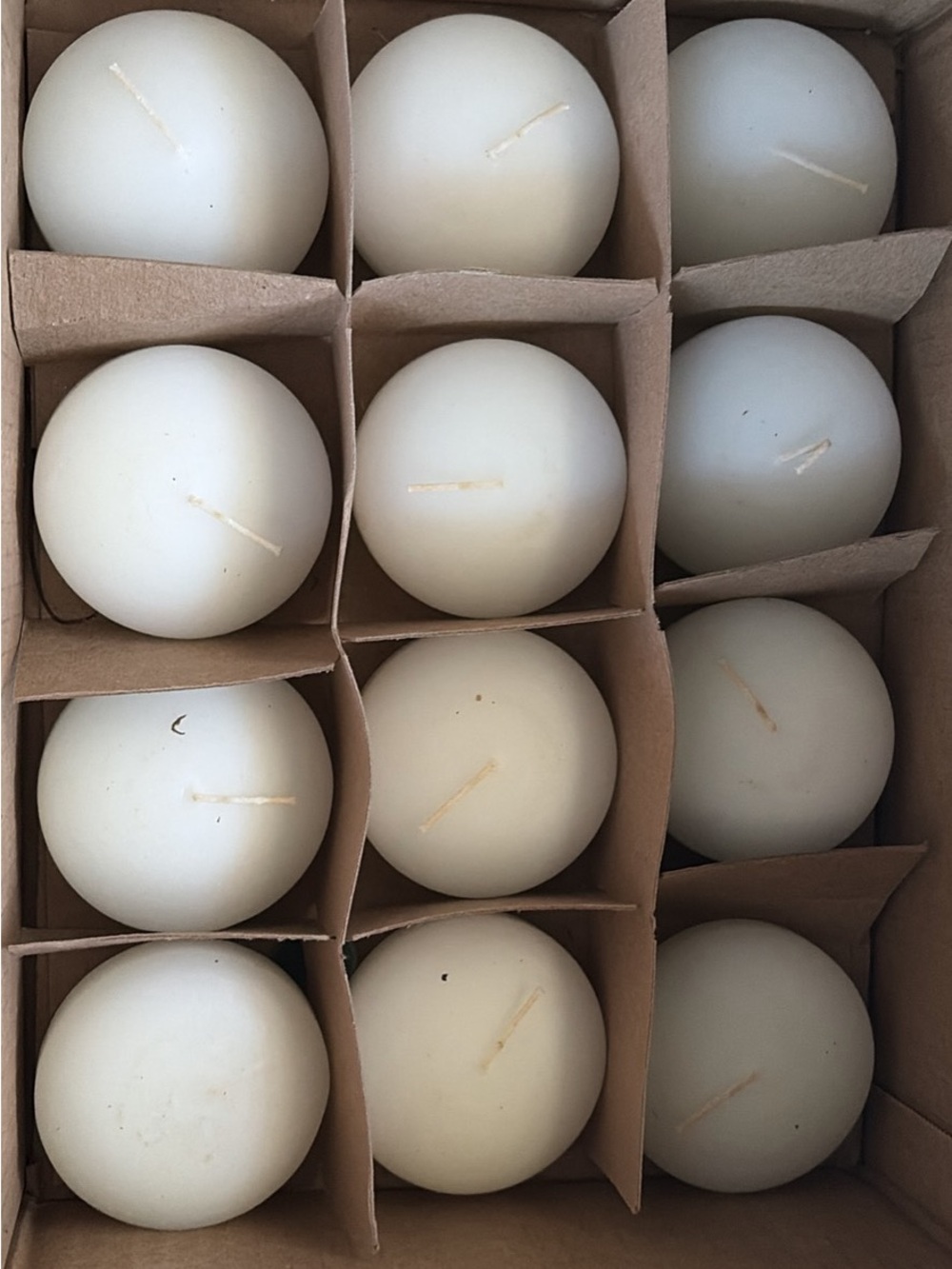 White Round Ball Candles - Set of 12